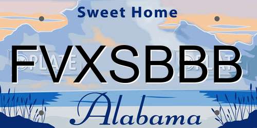 FVXSBBB Alabama License Plate