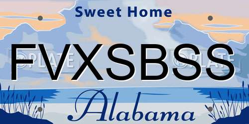 FVXSBSS Alabama License Plate
