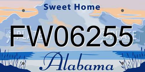 FW06255 Alabama License Plate