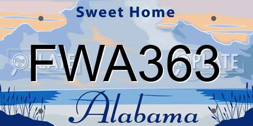 FWA363 Alabama License Plate