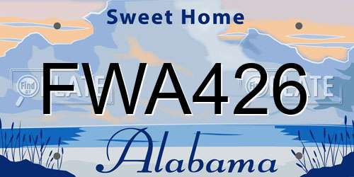 FWA426 Alabama License Plate