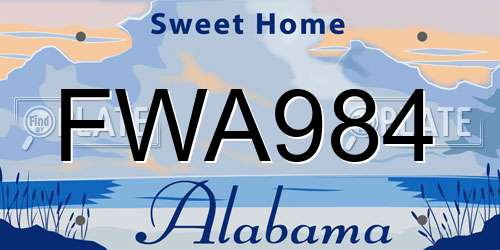 FWA984 Alabama License Plate