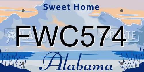 FWC574 Alabama License Plate