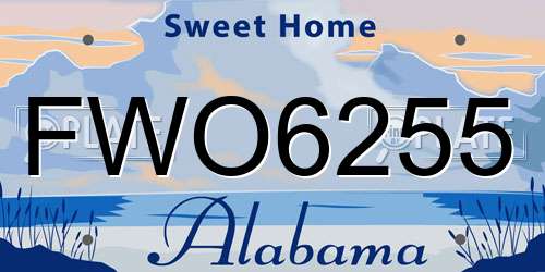 FWO6255 Alabama License Plate