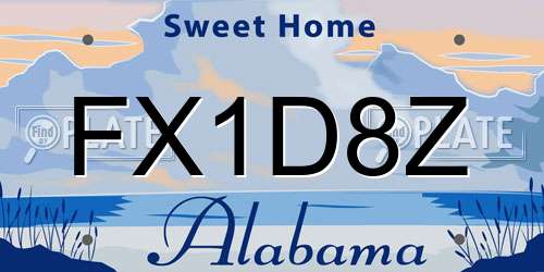 FX1D8Z Alabama License Plate