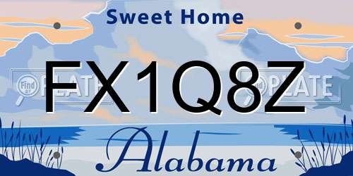 FX1Q8Z Alabama License Plate