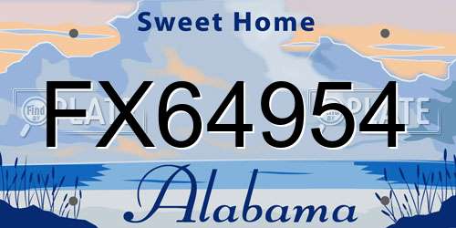 FX64954 Alabama License Plate