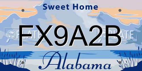 FX9A2B Alabama License Plate