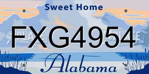 FXG4954 Alabama License Plate
