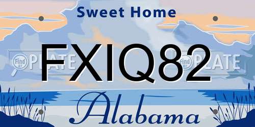 FXIQ82 Alabama License Plate