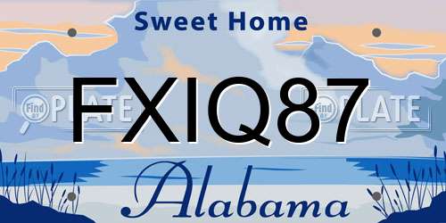 FXIQ87 Alabama License Plate