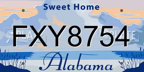 FXY8754 Alabama License Plate
