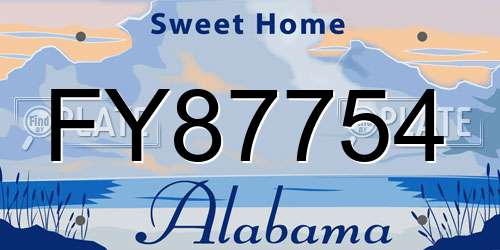 FY87754 Alabama License Plate