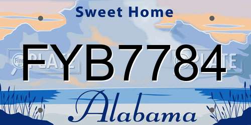 FYB7784 Alabama License Plate