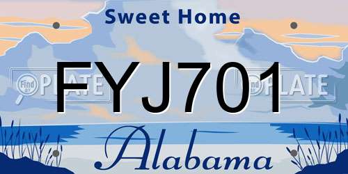 FYJ701 Alabama License Plate