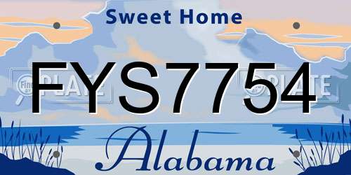 FYS7754 Alabama License Plate