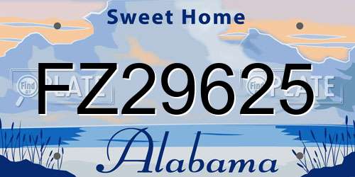 FZ29625 Alabama License Plate