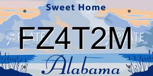 FZ4T2M Alabama License Plate