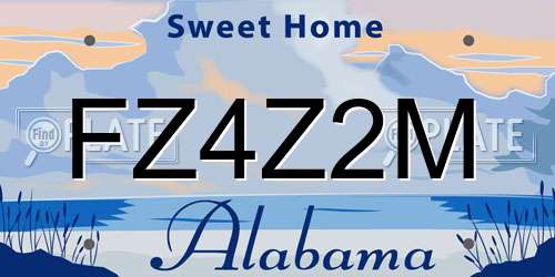 FZ4Z2M Alabama License Plate