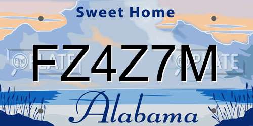 FZ4Z7M Alabama License Plate