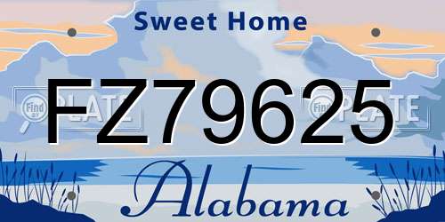 FZ79625 Alabama License Plate