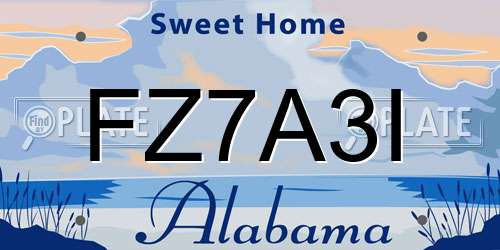 FZ7A3I Alabama License Plate