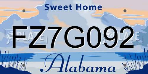 FZ7G092 Alabama License Plate