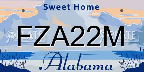 FZA22M Alabama License Plate