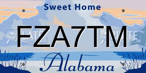 FZA7TM Alabama License Plate