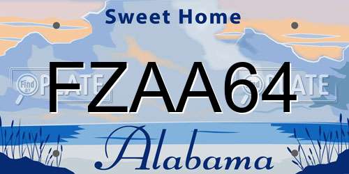 FZAA64 Alabama License Plate