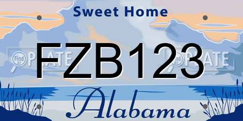 FZB123 Alabama License Plate