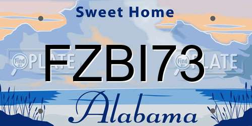 FZBI73 Alabama License Plate