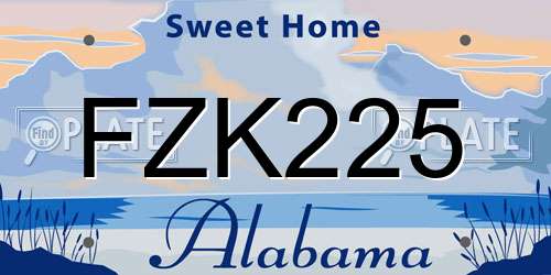 FZK225 Alabama License Plate
