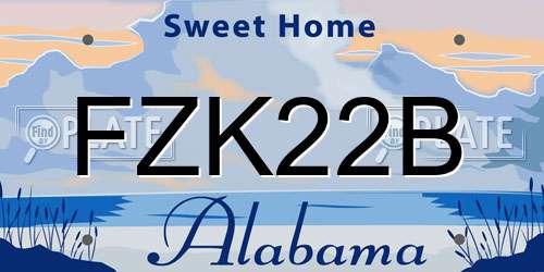 FZK22B Alabama License Plate