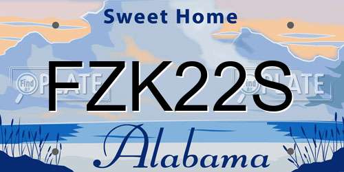 FZK22S Alabama License Plate