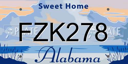 FZK278 Alabama License Plate