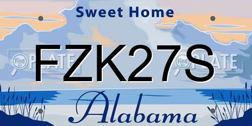 FZK27S Alabama License Plate