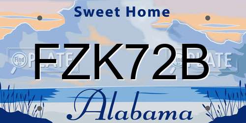 FZK72B Alabama License Plate