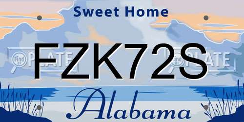 FZK72S Alabama License Plate
