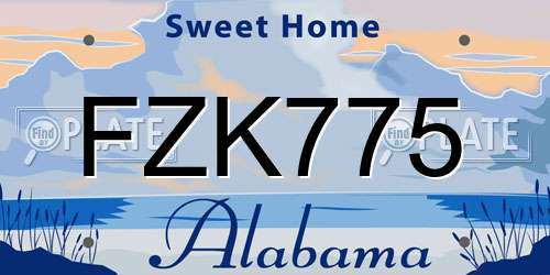 FZK775 Alabama License Plate