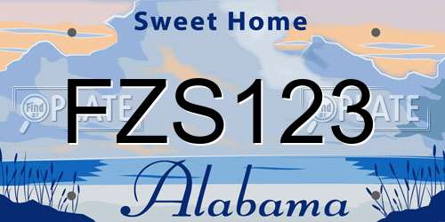 FZS123 Alabama License Plate
