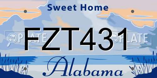 FZT431 Alabama License Plate