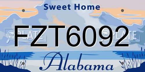 FZT6092 Alabama License Plate