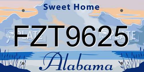 FZT9625 Alabama License Plate