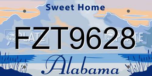 FZT9628 Alabama License Plate