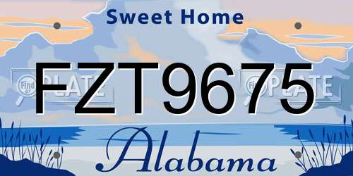 FZT9675 Alabama License Plate