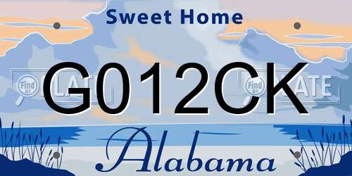 G012CK Alabama License Plate