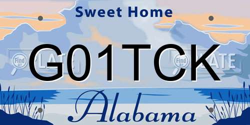 G01TCK Alabama License Plate