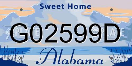 G02599D Alabama License Plate