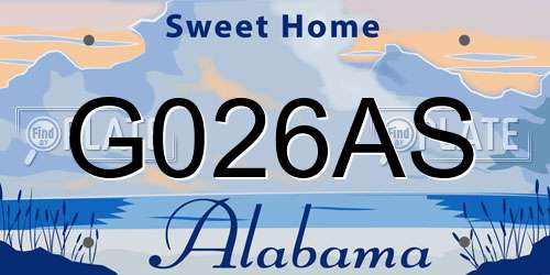 G026AS Alabama License Plate
